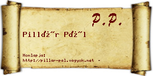 Pillár Pál névjegykártya
